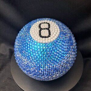 Bedazzled Iridescent Blue Magic 8 Ball, Bling, Home Decor, Cool, Unique Gift